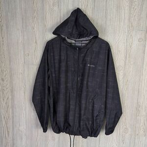 Vintage Columbia Men’s 2XL Black Poly Full Zip Track Jacket Windbreaker Coat